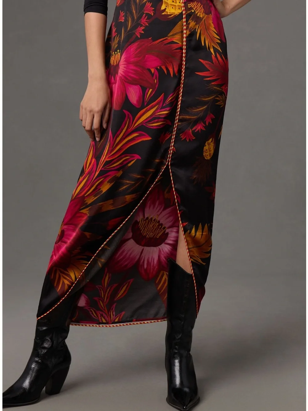 Farm Rio Wrap Front-Slit Midi Skirt - Picture 2 of 5